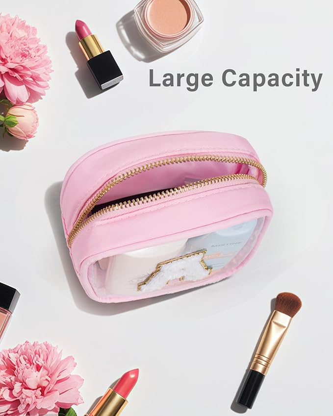 KOTORA Travel Clear Makeup Bag Toiletry Bag, Make up Bag Waterproof Toiletry Bags for Women Cosmetic Bag Preppy Stuff Brithday Gifts for Women Personalized Pink Mother Girlfriend Wife Gifts