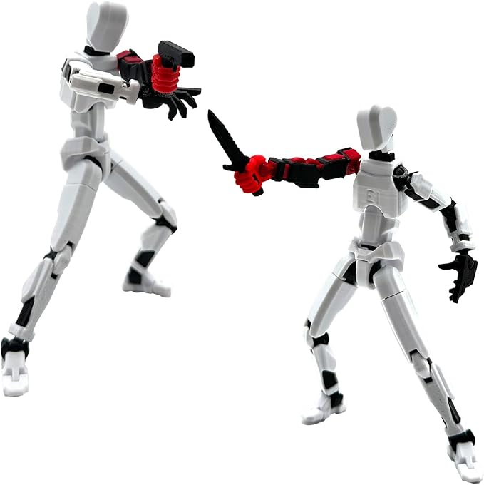 3D Printed 5.54-inch Multi-Jointed Action Figures Dummy13, Full Body Mechanical Movable Toy, Multiple Accessories, Hand Painted Figure, Desk Decoration, Creative Gifts (Z-Devil's Hand)