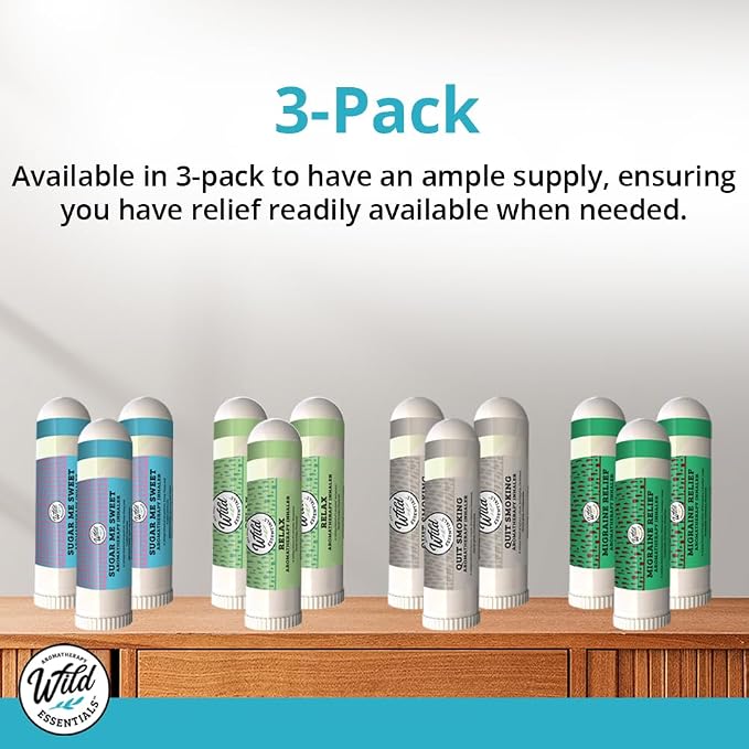 Wild Essentials 3 Pack of Escape Aromatherapy Nasal Inhalers Made with Premium Grade Essential Oils, Day Dream, Relaxation, Stress, Meditation,