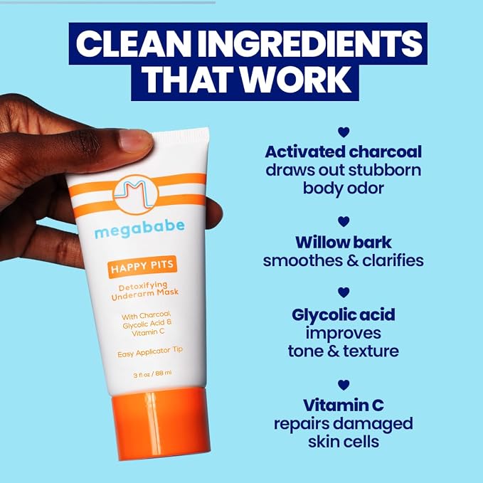 Megababe Happy Pits Underarm Mask, Detox, Odor Control, 3 fl oz