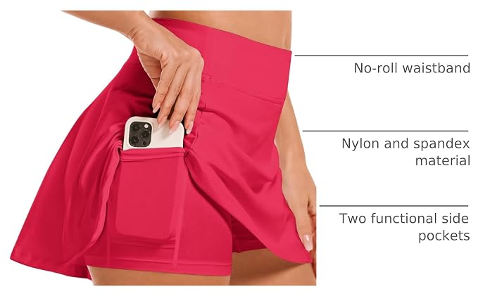 Stelle Women's Tennis Golf Skirts High Waisted with Pockets Inner Shorts for Athletic Skorts Sports Running Pickleball