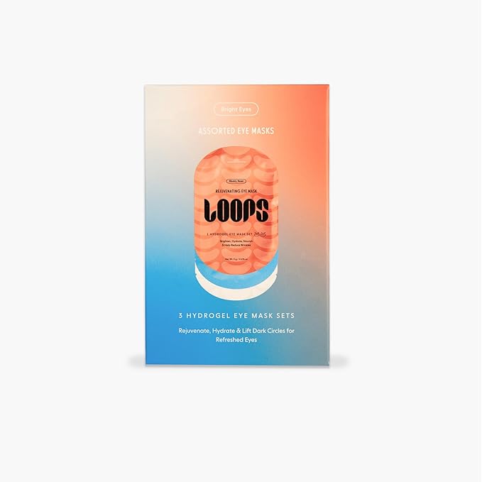 LOOPS Bright Eyes Trio Hydrating Eye Masks - Pack of 3 - Hyper Eyes, Weekly Reset, Dew Cloud - Hydrate, Rejuvinate, and Restore Dark Circles and Tired Eyes