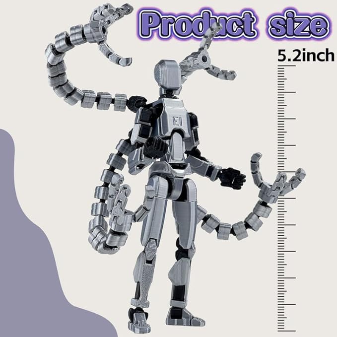 T13 Action Figure, Assembly Completed Action Figures,T 13 3D Printed Toys - The Premium Action Figures for Sci-Fi Enthusiasts,Four Claws Robot (Grey, 5.2 Inch)