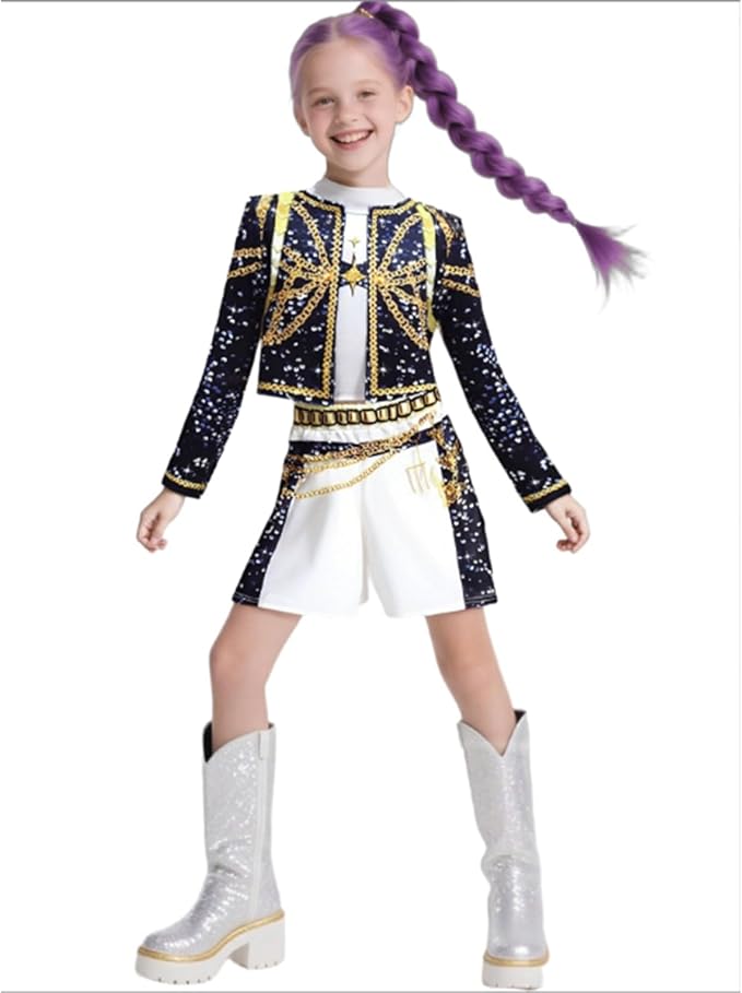 Pop Idol Cosplay Costume K-Pop Rumi Mira Zoey Popular Singers Stage Costumes for Ages 2-12 De-Mon Costumes