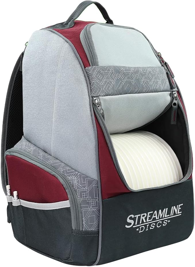 Streamline Discs Shuttle Disc Golf Backpack Bag (Burgundy/Black)
