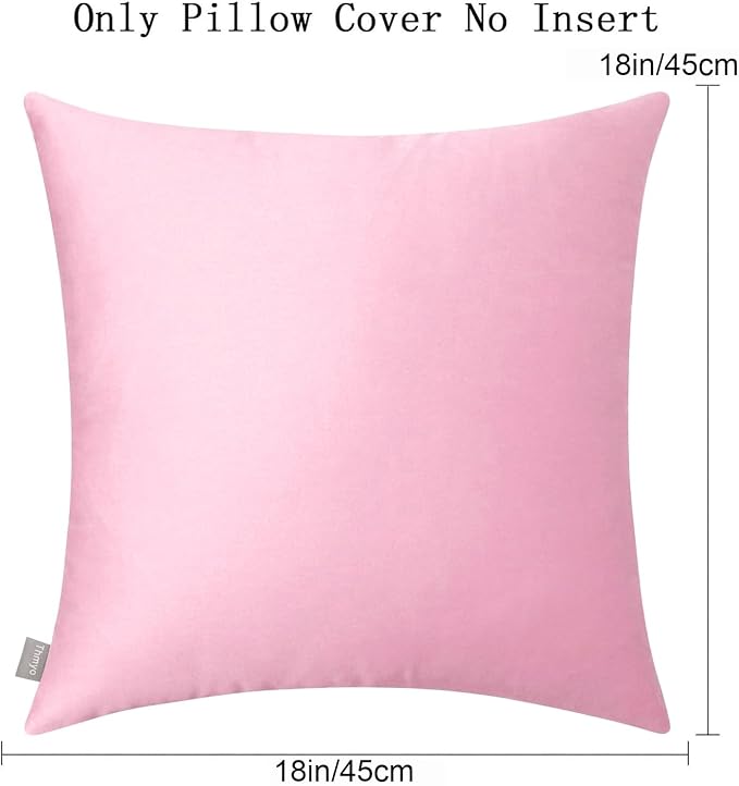 Thmyo 4-Pack 100% Cotton Comfortable Solid Decorative Throw Pillow Case Square Cushion Cover Pillowcases Sublimation Blank DIY Pillow Covers for Sofa(Only Covers, No Pillows)(18x18 inch/45x45cm,Pink)