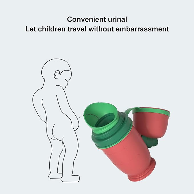 Portable Child Urinal Emergency Toilet, Kids Portable Potty Bottle Pee Training Emergency Urinal Toilet for Car Travel Camping Kid Potty Pee Training (Red)