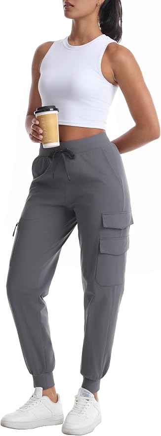 Rrosseyz Women's Hiking Pants with Pockets - Lightweight Water Resistant Joggers Cargo Pants for Casual Travel Golf Outdoor