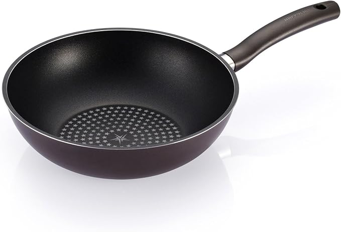 Happycall 5 Layer Diamond Nonstick Pan and Wok 3-piece Set, 11inch, PFOA-Free, Cookware Set, Dark Brown