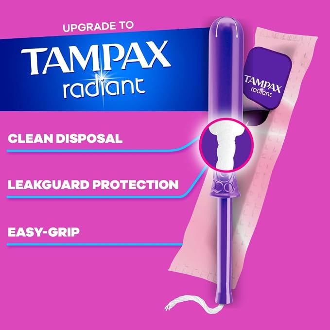 Tampax Pearl Tampons, Regular/Super Absorbency | Unscented | Leakguard Braid | 34 Count | Pack of 2