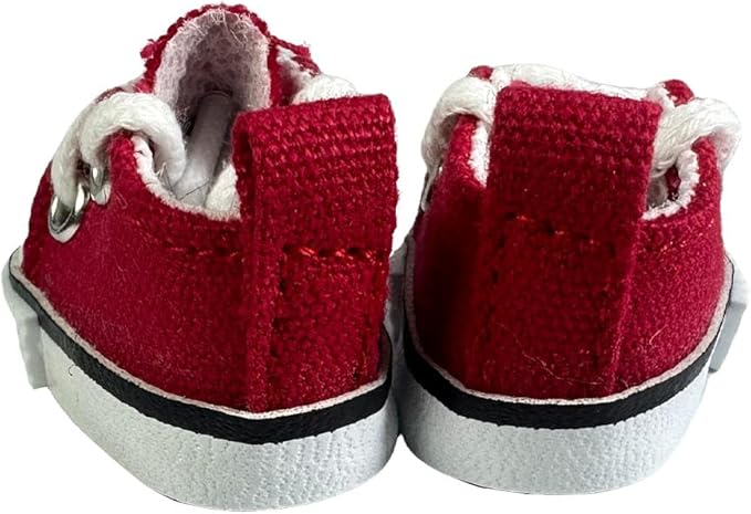 17cm Dolls Shoes, Lace-Up Canvas Sneakers Mini Shoes for 17cm Dolls, Fingerboard Shoes, Mini Finger Shoes, Clothing Accessory for 6.7in Dolls (1 Pair of Red)