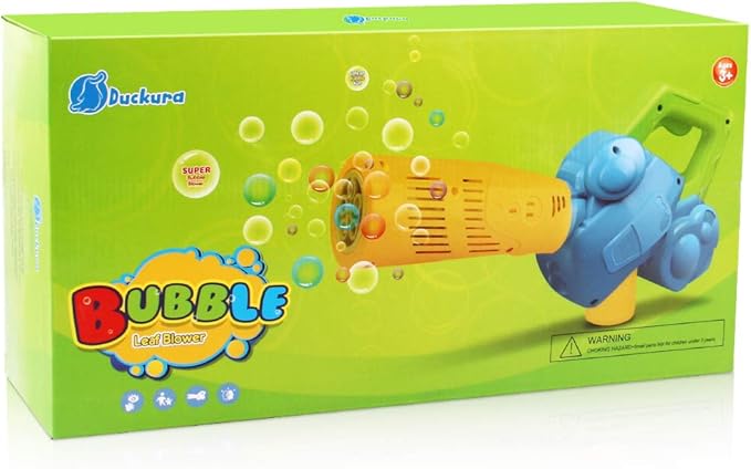Duckura Bubble Leaf Blower, Outdoor Bubble Machine for Toddlers 1-3, Kids Bubble Gun Blower with 3 Bubble Solution, Summer Outside Yard Toy, Halloween Party Favor Birthday Gift for Age 2 3 4 Boy Girl