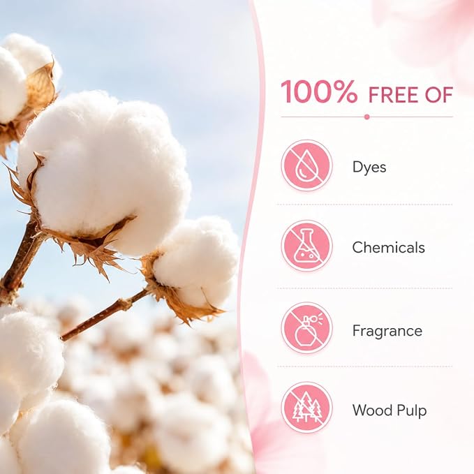 Cotton Tampons for Women Applicator Tampons Super Absorbency Breathable Period Tampon Sport Leakguard Braid Dye Free Unscented 48 Count