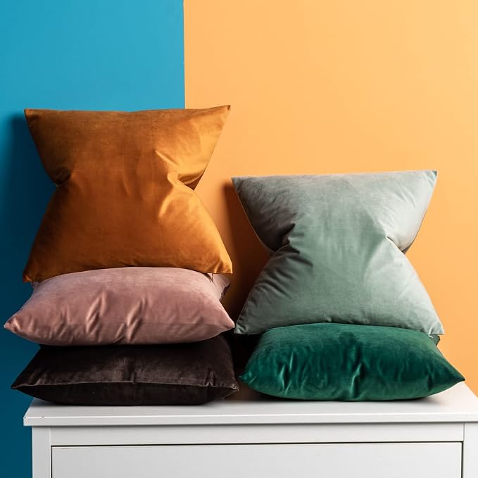 JUSPURBET Rust Halloween Velvet Throw Pillow Covers 18x18 inch Set of 2 for Living Room Couch Bedroom Decorative Soft Cushion Cases with Invisible Zipper