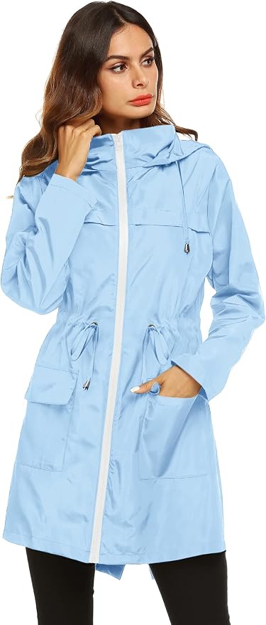 Lomon Women Waterproof Lightweight Rain Jacket Active Outdoor Hooded Raincoat