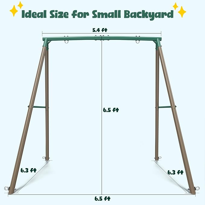Hapfan 50" Large Saucer Swing with Frame for Kids Outdoor, 6.5 ft Tall 500 lbs Swing Sets for Backyard, Heavy Duty Metal Outdoor Swingset for Adults