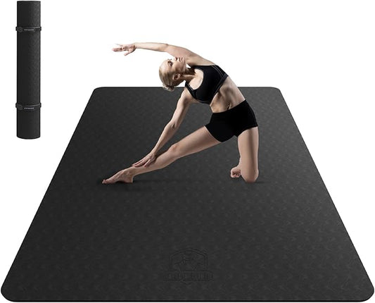 HAPBEAR Extra Large Yoga Mat - 72"x48"x6mm (1/4 inch), Non-Slip, Durable, Thick Wide Exercise Mat for Home Workouts, Yoga, Pilates, Stretching and Cardio Workouts