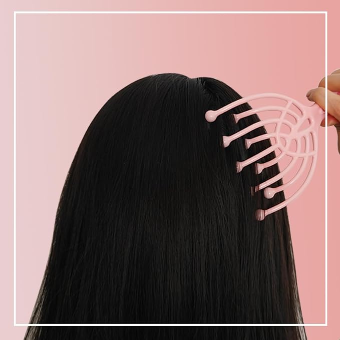 GSHOW 9-Finger Scalp Massager, Handheld Manual Head Scratcher with 360° Rotating Steel Beads, Waterproof Massage Tool for Hair Care, Itch Relief & Relaxation