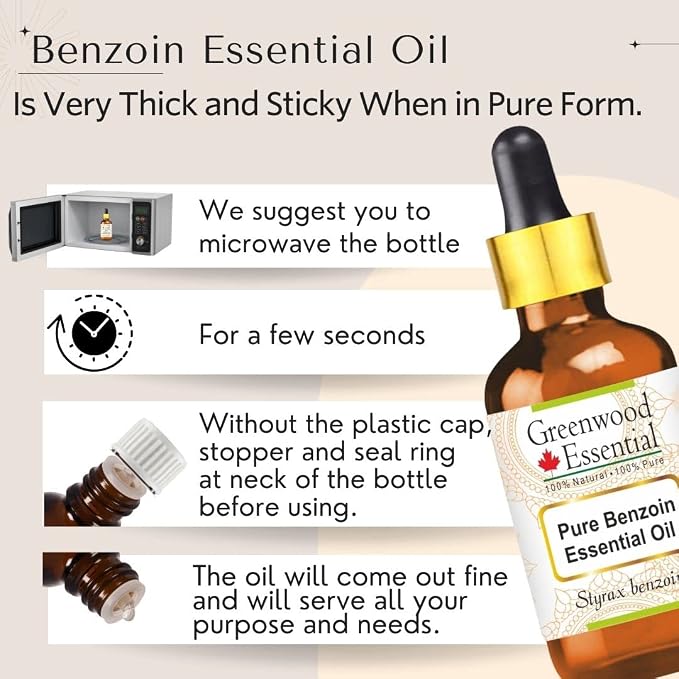 Greenwood Essential Pure Benzoin Essential Oil (Styrax Benzoin) Steam Distilled 5ml (0.16 oz)