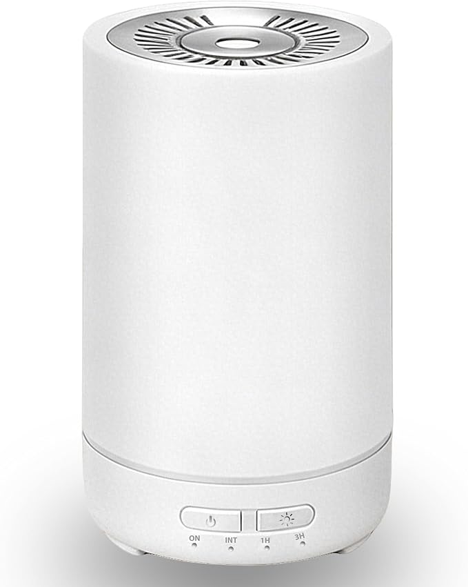 Small Essential Oil Diffuser, 150ML Mini Portable Aromatherapy Diffuser, Home Fragrance Aroma Diffuser with 7-Color LED Light, Ultrasonic Cool Mist Humidifier/Air Revitalizer for Office, Bedroom,Yoga