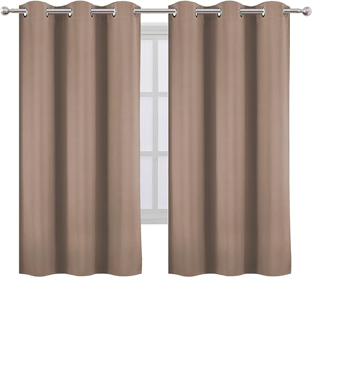 LEMOMO Cappuccino Blackout Curtains 34 x 63 Inch Length/Set of 2 Curtain Panels/Thermal Insulated Room Darkening Blackout Curtains for Bedroom