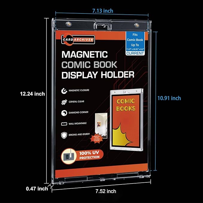 2ct Current Magnetic Display-Cases - Crystal Clear One Touch Comic-Book Holders, UV Protection Slab Protectors, Premium Wall-Mountable Holders