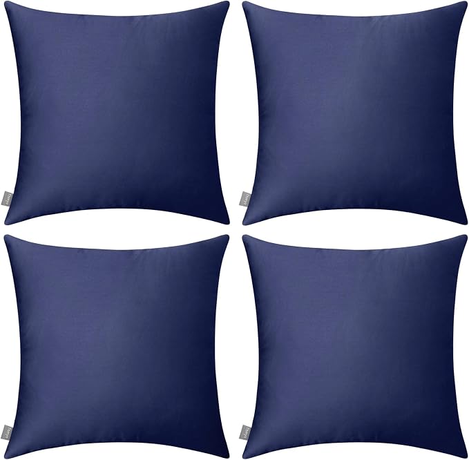 Thmyo 4-Pack 100% Cotton Comfortable Solid Decorative Throw Pillow Case Square Cushion Cover Pillowcase Sublimation Blank Pillow Covers Halloween DIY Throw Pillowcase(20x20inch/50x50cm,Dark Blue)