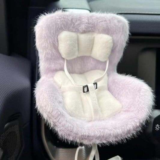 Doll Car Seat for 17cm Dolls with Air Vent Clip and Desktop Stand, Cute and Functional Car Ornament for Blind Box Doll Fans, Collectors (Purple)