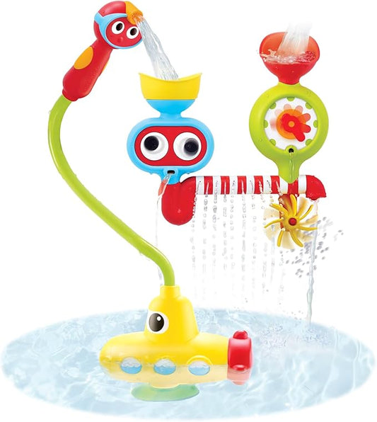 Yookidoo Submarine Spray Station Kids Bath Toy (Ages 2+) Mold-Free, Wall-Mounted, Battery-Operated Shower Head & Spin N Sprinkle Set for Fun Baby Bathtime Play with Magical Water Effects