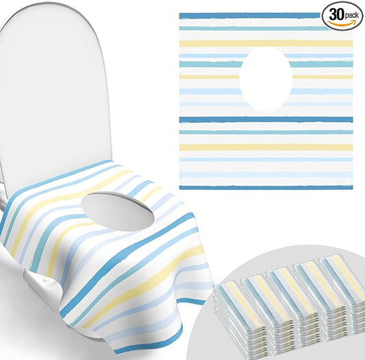 Toilet Seat Covers Disposable, Large Waterproof Potty Covers for Toddlers, Kids, and Adults, Toddler Potty Training for Public Restroom, Airplane, Trip, Individually Wrapped for Travel (Wave)