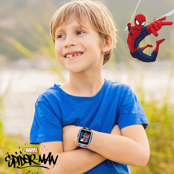 Marvel Spider-Man Kids Smart Watch with Touchscreen Camera Games Voice Recorder Flashing Bezel Alarm Stopwatch Step Counter Printed Silicone Band Fits Wrist Sizes 5.5” to 8”