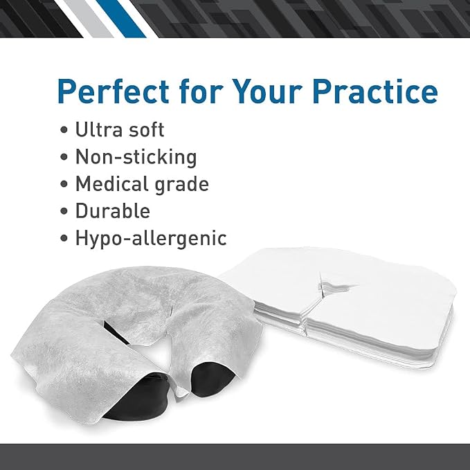 BodyMed Disposable Face Cradle Covers - 2 Pack of 100 Sheets - Medical-Grade, Ultra Soft, Luxurious, Non-Sticking Massage Face Covers/Headrest Covers for Massage Tables & Massage Chairs