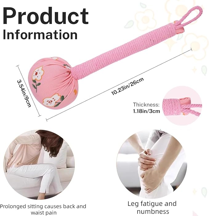 Manual Massage Hammer, Mugwort Massage Hammer, Handheld Body Percussion Tool for Back Neck Shoulder Leg Muscle Relief 26cm-Pink