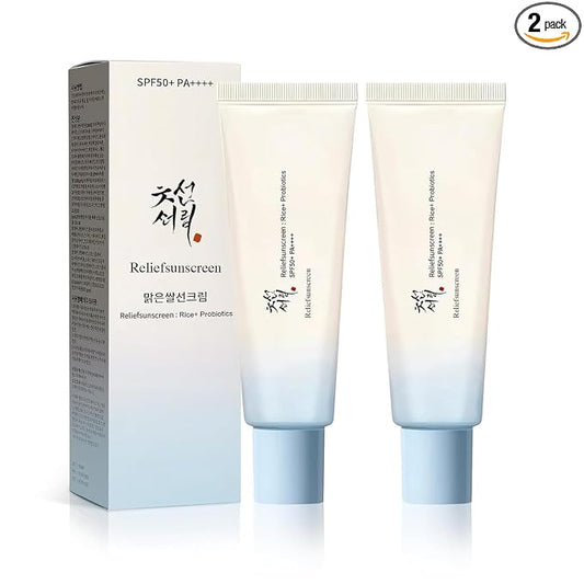 2PC Korean Sunscreen SPF50 PA++++,Skin Care Solution,Rice and Probiotics | Skin Care Solution for All Skin TypesNourishing Skin Protection and UV Def