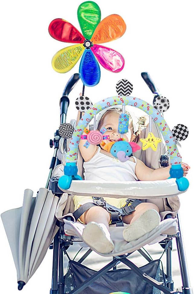 Caterbee Travel Arch Bassinet Mobile Toys for Infant & Toddlers,Clip on Stroller Toy Crib Accessory & Pram Activity Bar Toy for Indoor and Outdoor (Elephant)
