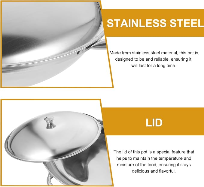 Stainless Steel Ramen Pot with Double Handle Korean Hot Pot Wok for Seafood Cooking for Home Restaurant Use Effortless Cleaning and Stylish Design