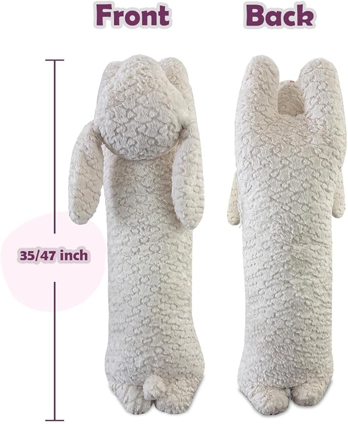 Hofun4U Rabbit Plush Pillow, Rabbit Stuffed Animal, Rabbit Plush Long Body Pillow for Kids Adults (White,35 inch)