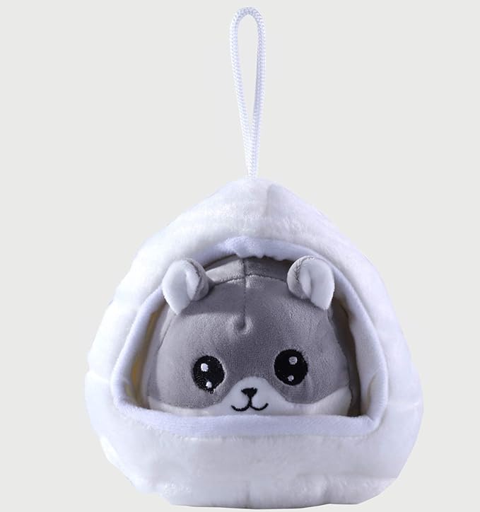 Kawaii Stuffed Animals Hamster Plush and Worm Bed House Hanging Cage Great for Kids Plush Toys for Toddlers-6 Inch