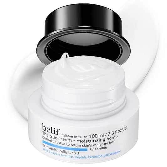 belif Moisturizing Bomb – Daily Ceramide Moisturizer with Peptide & Squalane, 48hr Hydration & Anti-Aging, Milky & Lightweight, Restores Skin Barrier, Korean Skincare, 3.3 fl oz (100ml)