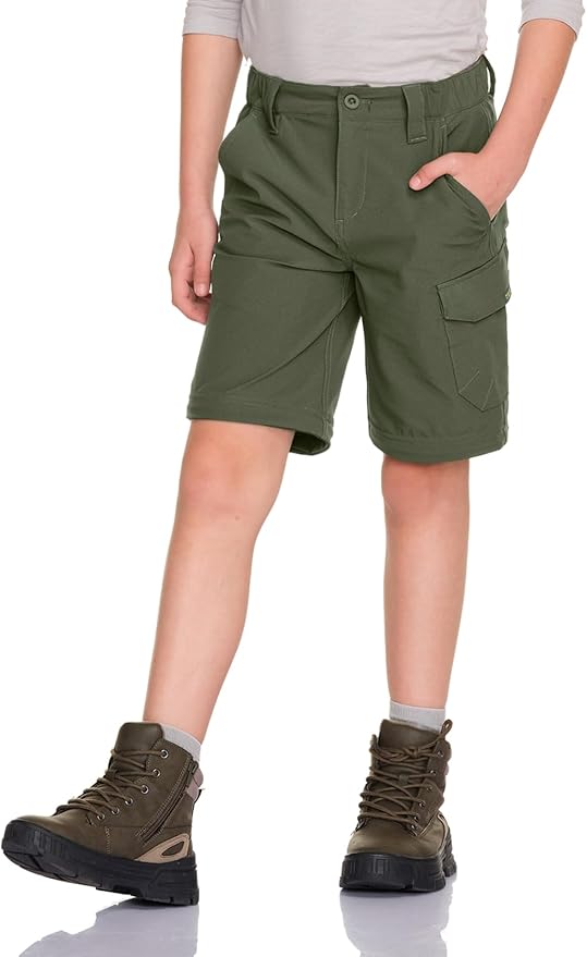 CQR Kids Youth Hiking Cargo Pants, UPF 50+ Quick Dry Convertible Zip Off Pants, Outdoor Camping Pants
