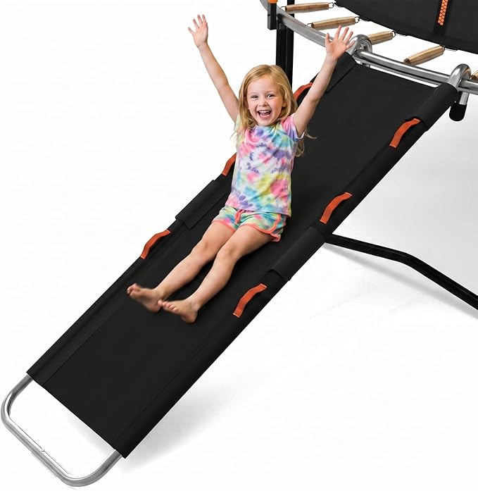 Gardenature Trampoline Slide Universal Trampoline Ladder with Handles for Toddler Strong Tear Resistant Fabric Climber Trampoline Accessories for Kids