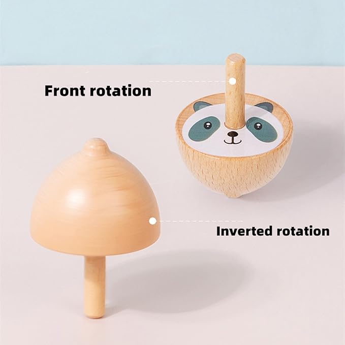 6 Pcs/Set Beech Wood Spinning Tops Toy for Kids, Animal Wooden Gyroscopes Toy for 3 4 5 6 7 Years, Fruit Educational Kindergarten Toys, Spin Tops for Party Games Birthday Gifts Family Fun (Animal)