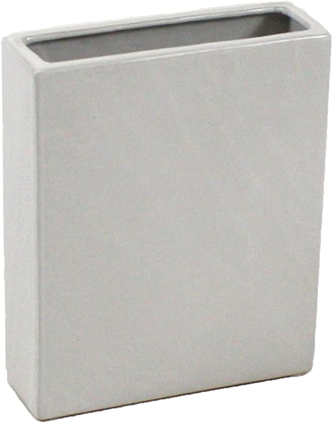 WGV Rectangle Block Ceramic Vase 8" x 2.5" x 10"H White Tall Narrow Planter Terrarium Floral Centerpiece for Wedding Event Home Decor 1 Piece