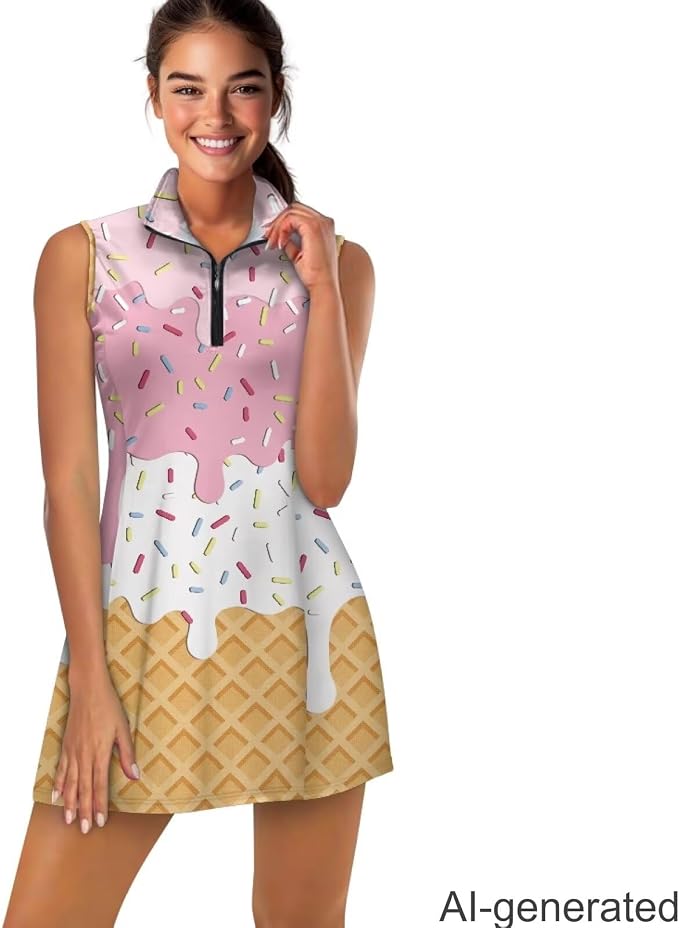 Golf Dress Tennis Dresses for Women with Built in Shorts and Pockets Sleeveless Athletic Dress Workout Dress