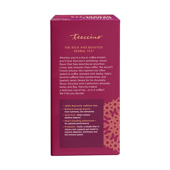 Teeccino Pumpkin Spice Herbal Tea - Rich & Roasted Autumn Harvest Tea That’s Caffeine Free & Prebiotic for Delicious Comfort, 25 Tea Bags