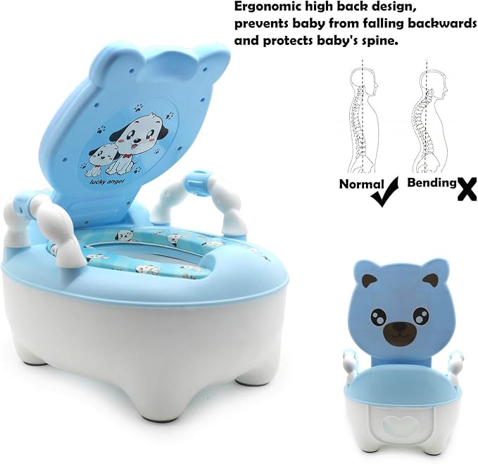 HongK- Portable Bear Blue Kids Baby Potty Training Seat Toddler Lovely Toilet Seat Stool Chair [P/N: ET-BABY003-BLUE]