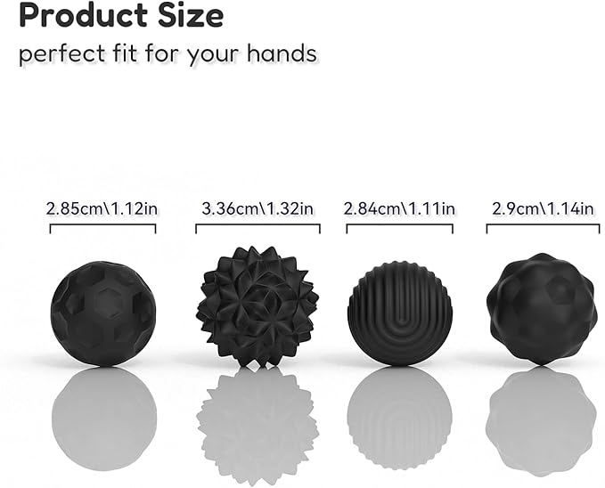 Large Magnetic Sensory Fidget Ball Toy, 8Pcs Silicone Sensory Stress Relief Toys for Adults, Teens with Autism, ADHD, Anxiety, Stocking Stuffers for Women Men Teen Gift (Black, Large)