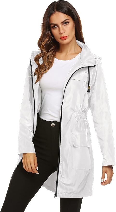 Lomon Women Waterproof Lightweight Rain Jacket Active Outdoor Hooded Raincoat