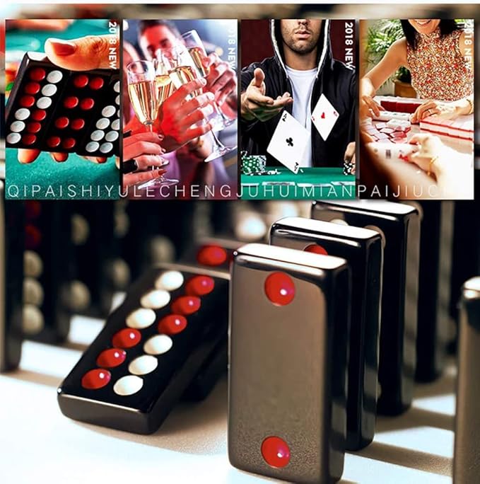 32PCS Pai Gow Tiles Game Set,Chinese Traditional Black Dominoes Pai Gow, Pai Gow Poker, Best Casino Game Party Fun Toy for Entertainemnt (20#)
