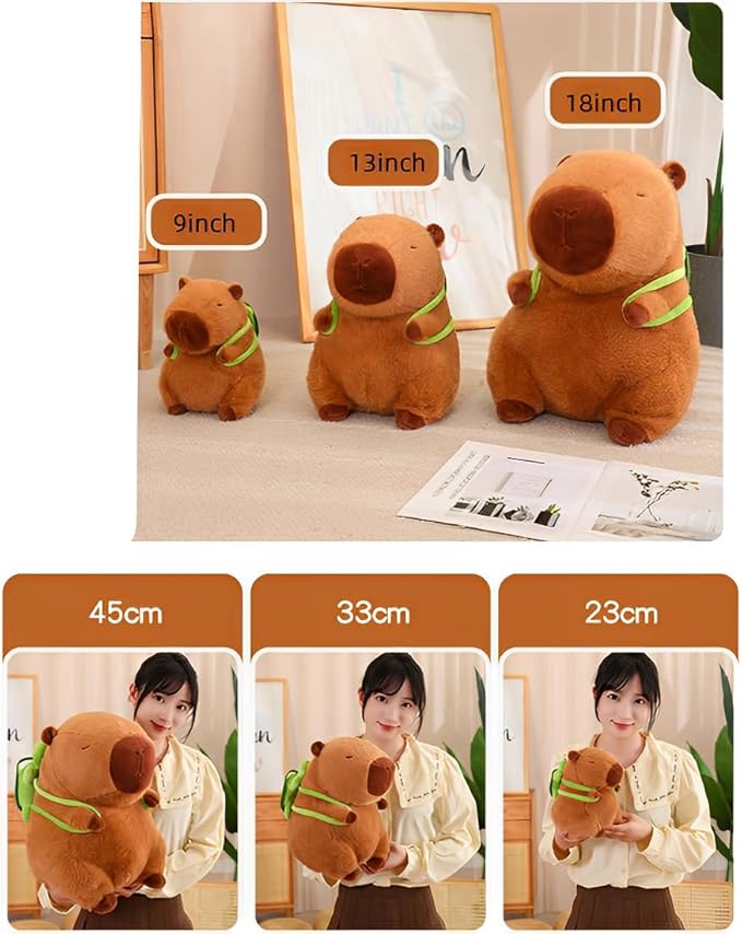 JPORSHU Capybara Plush Toy， 10inch Capybara Plush with Turtle Backpack， Kawaii Capybara Stuffed Animal and Home Decor Gifts